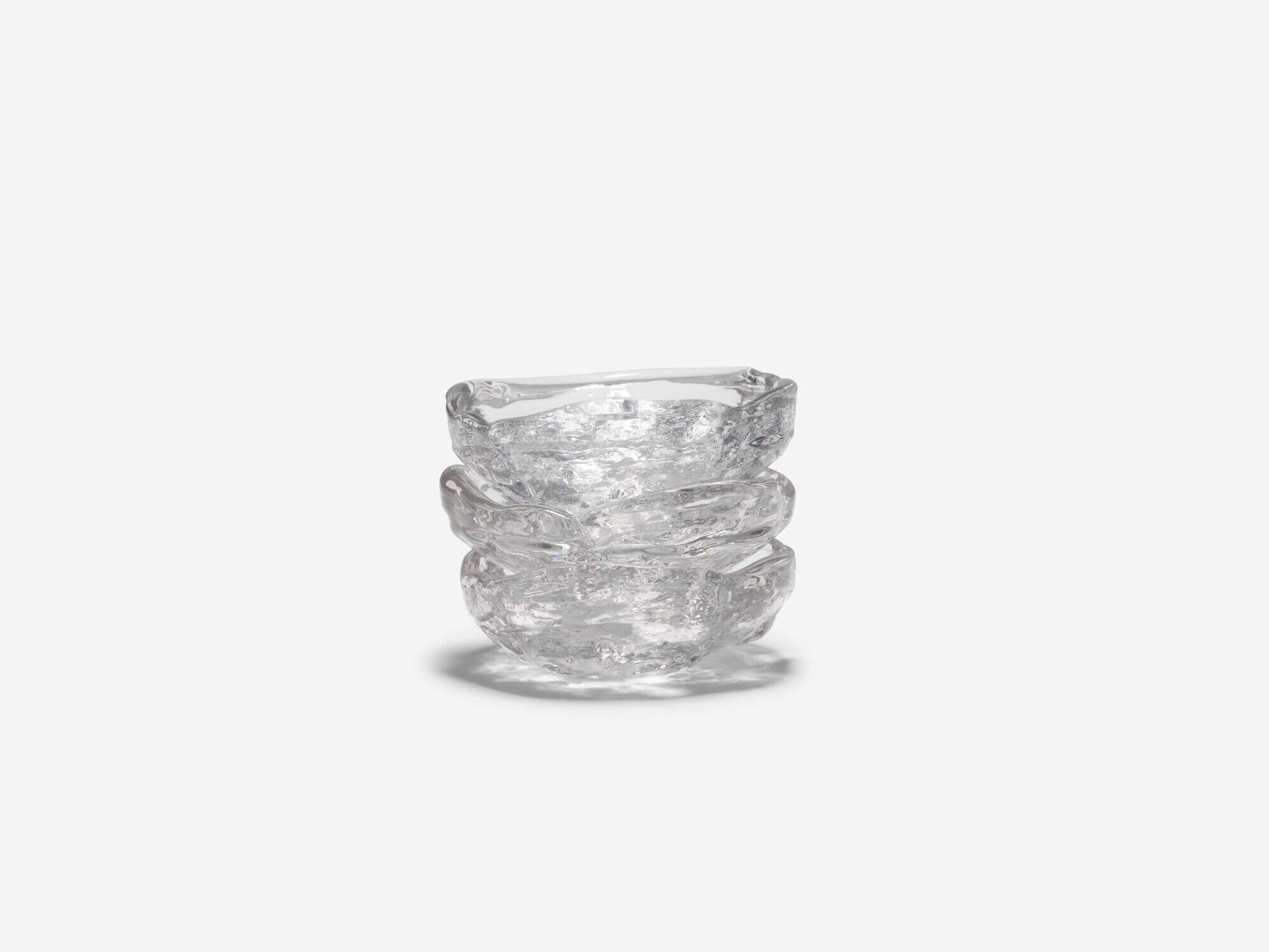 Small glass bowls stacked front view
